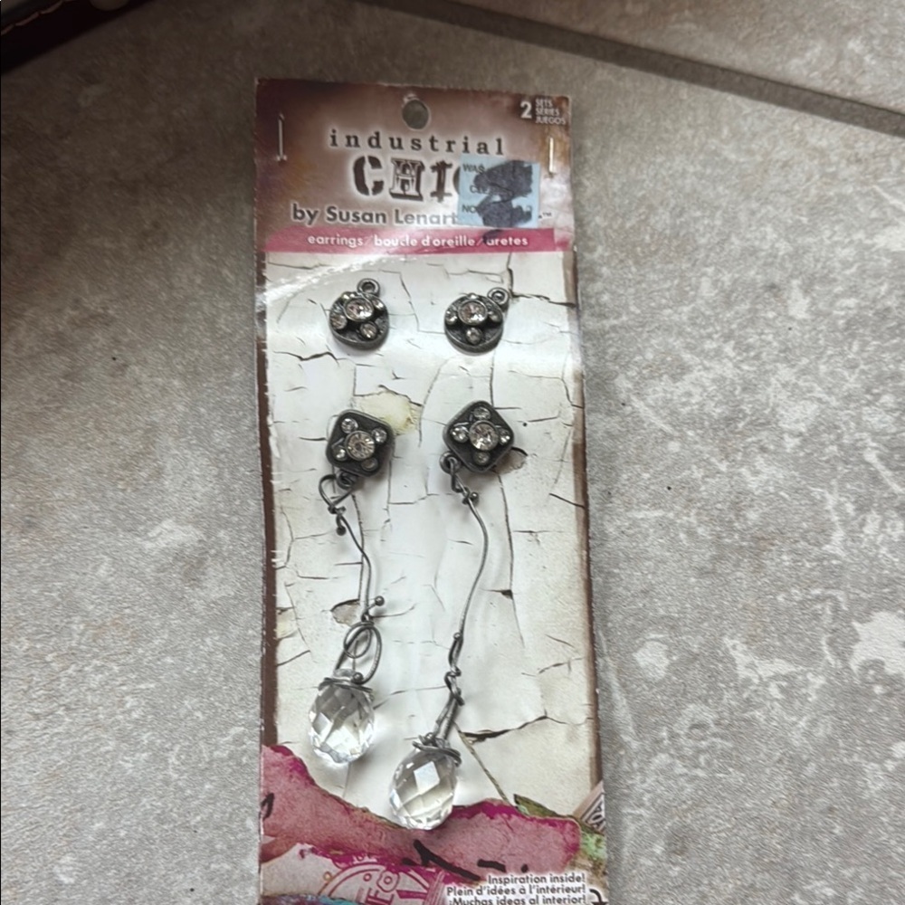 Industrial Chic Earrings with Crystal Accents